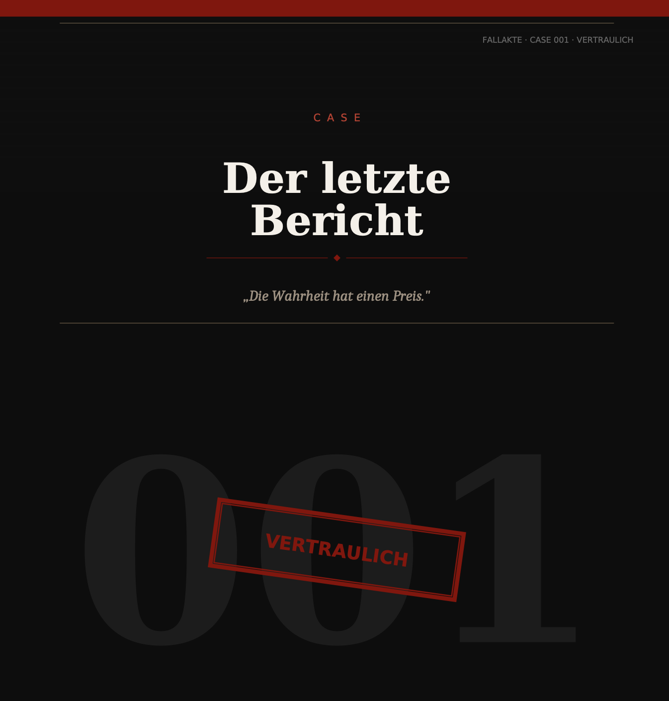 Der letzte Bericht – Murder Mystery Case 001